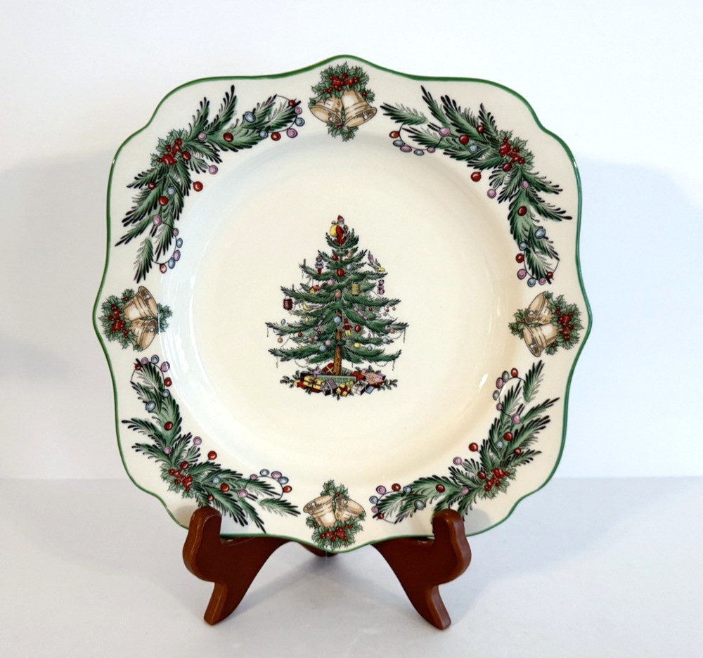 Spode Christmas Tree Garland Square Salad Plate 9" S3324-A8 2005